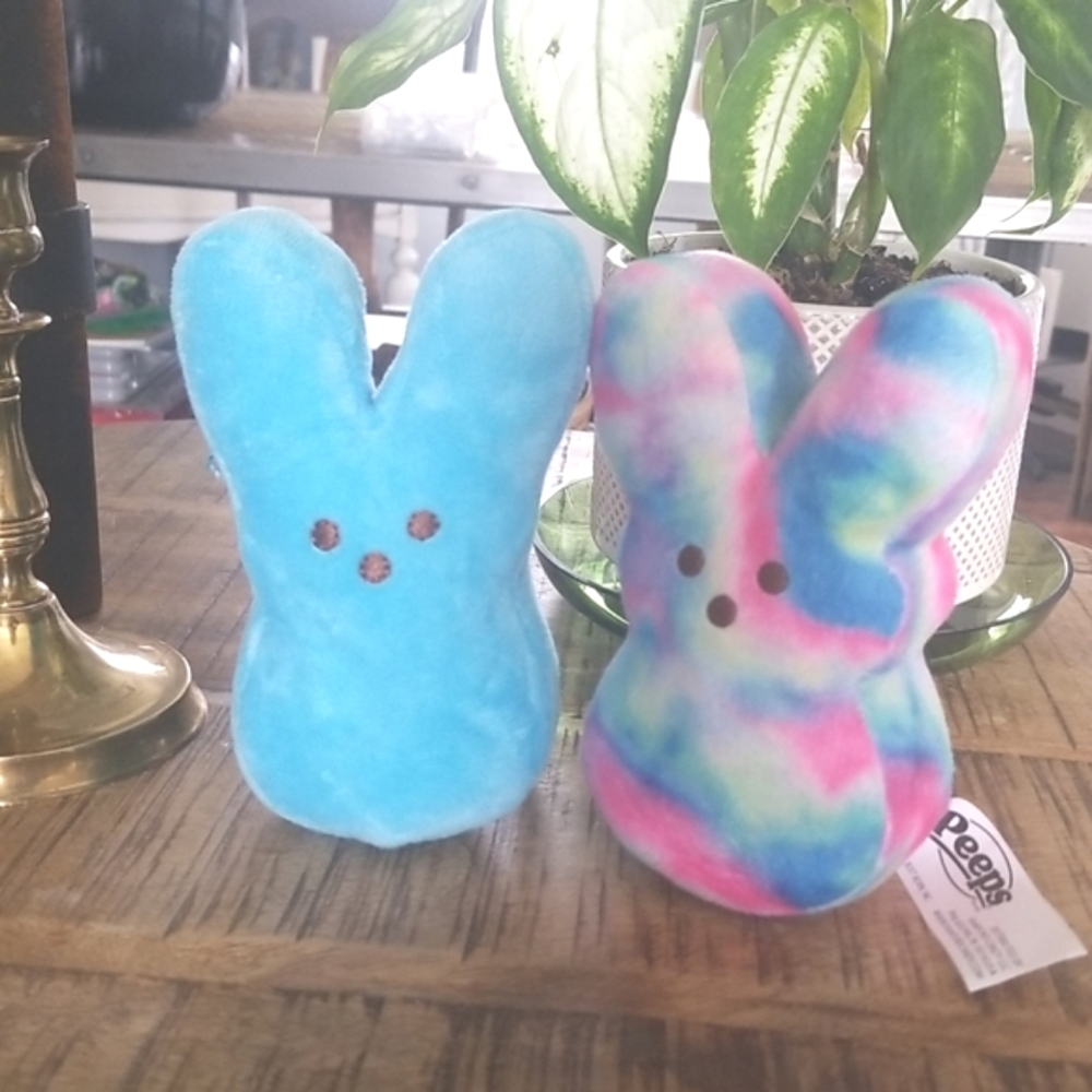 PEEPS Blue & Rainbow Tie Dye Bunny Plushies